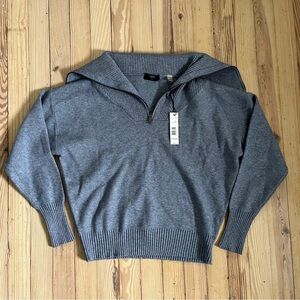 NWT Tahari Turtleneck quarter zip‎ blue preppy longsleeve sweater